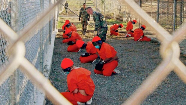 A holding area at Camp X-Ray at Guantanamo Bay in 2002.