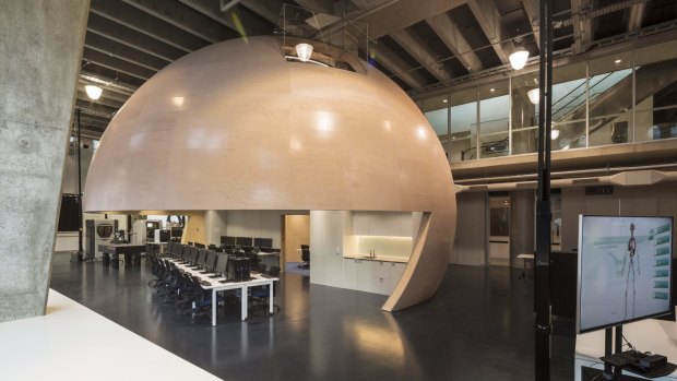 The Factory of the Future "egg" is made from 180 pieces of plywood.