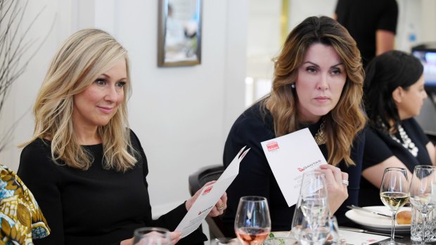 Television personality Melissa Doyle, left, with Peta Credlin at The Australian Women's Weekly Women Of The Future luncheon.