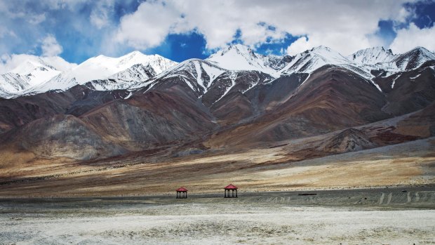 Snow-covered peaks in Ladakh.