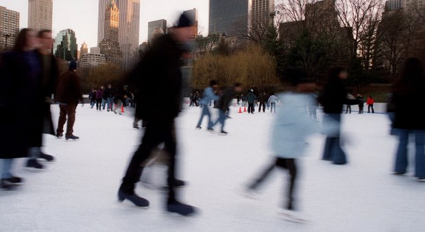 Skaters at the Wohlman Rink in New York's  Central Park.
