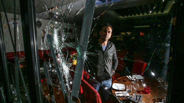 Mohamed Zouhour at his restaurant Arabella after the vandalism attack on Tuesday morning.
