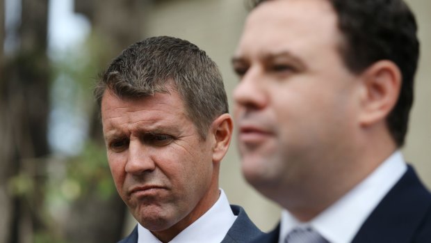 Premier Mike Baird and his Sports Minister, Stuart Ayres (right). 