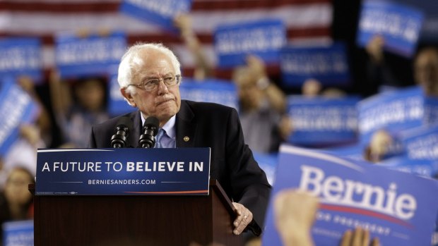 Bernie Sanders speaks during a rally in Baltimore.