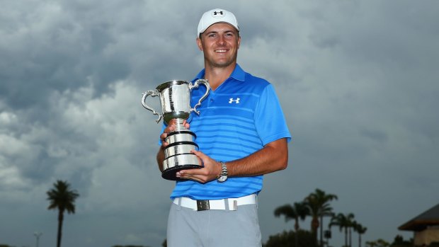 Say cheese: Jordan Spieth poses with the Stonehaven trophy.
