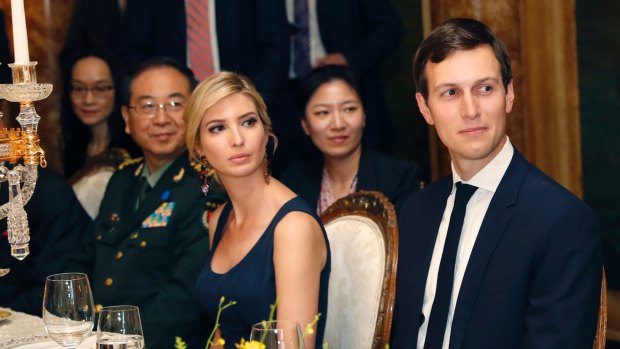Ivanka Trump and husband Jared Kushner, with Chinese president Xi Jinping at Mar-a-Lago.
