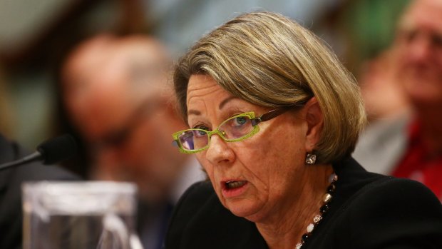 ICAC Commissioner Megan Latham gives evidence at a parliamentary inquiry last year.