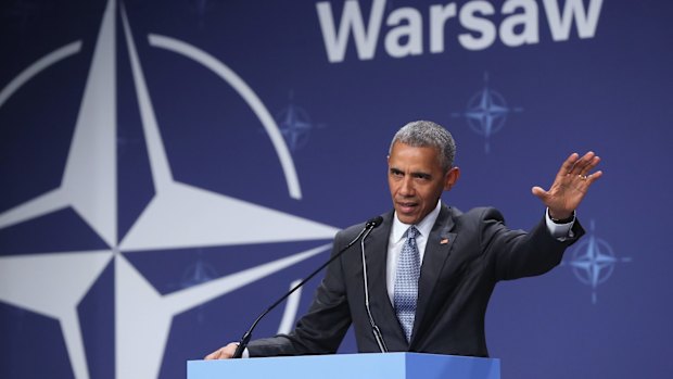 US President Barack Obama speaks to the media at the conclusion of the Warsaw NATO Summit.