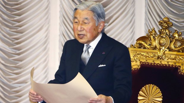 Japan's Emperor Akihito at the opening of parliament in January.