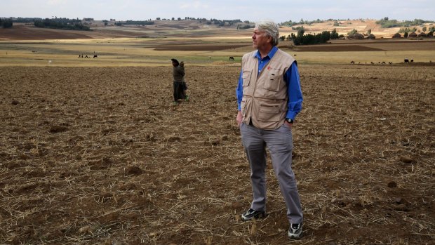 Save the Children Ethiopia CEO John Graham in a farm field earlier this month in the drought-hit North Wollo region.