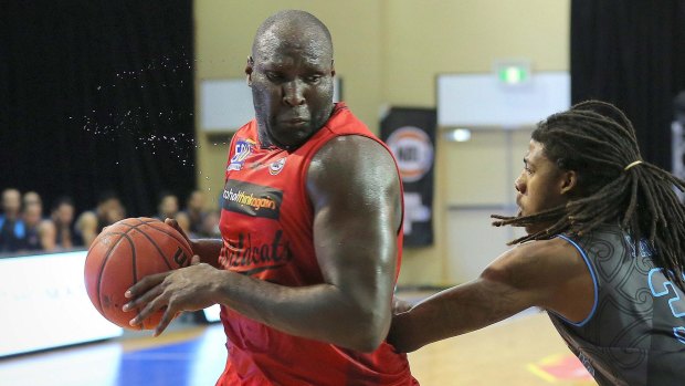 The big fella returns: Boomers big man Nathan Jawai will be a force for the Perth Wildcats.