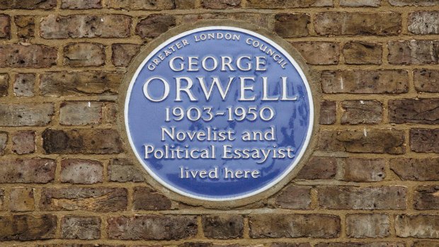The plaque for George Orwell at 50 Lawford Road, Kentish Town.