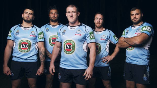 Up, Up, Cronulla: Sharks players Jack Bird, Andrew Fifita, Paul Gallen, James Maloney and Wade Graham will line up for NSW. 