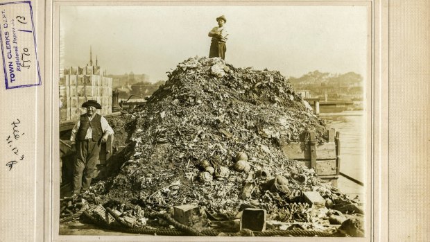 A pile of rubbish ready for dumping at sea, 1913.