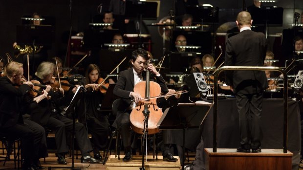 Cellist Li-Wei Qin with the Melbourne Symphony Orchestra during the Chinese New Year concert.