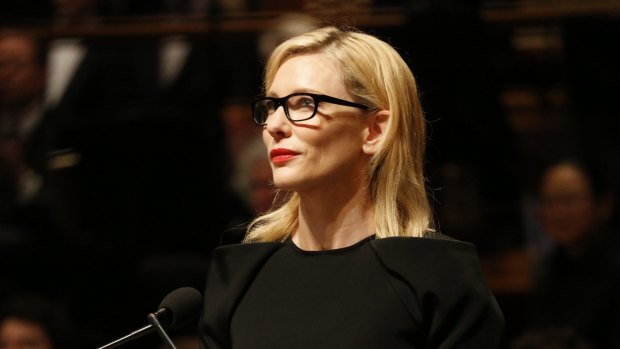 Cate Blanchett, pictured speaking at Gough Whitlam's funeral last year, will be the star attraction at a Tanya Plibersek fundraiser next month.
