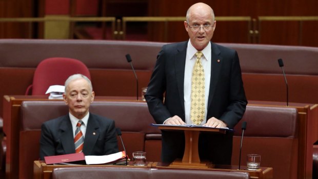 Liberal Democrat David Leyonhjelm, right, wants voting to be voluntary.