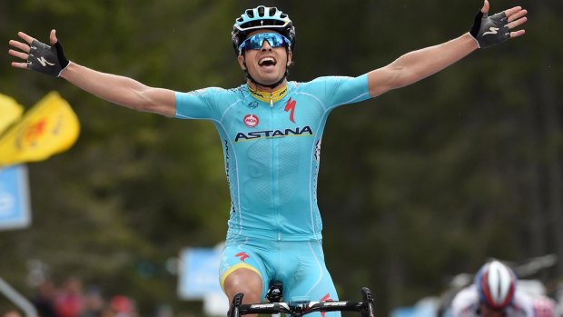 Astana's Mikel Landa claims stage 15 of the Giro d'Italia atop Madonna di Campiglio on Sunday.