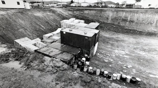 The Fluffy asbestos in shipping containers and drums ready to buried at Belconnen in the early 1990s. An earlier caption incorrectly identfied this picture as the Gungahlin dump.