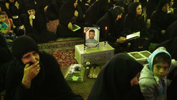 The memorial service for murdered asylum-seeker Reza Barati at the Al-Mahdi mosque in Tehran in 2014.