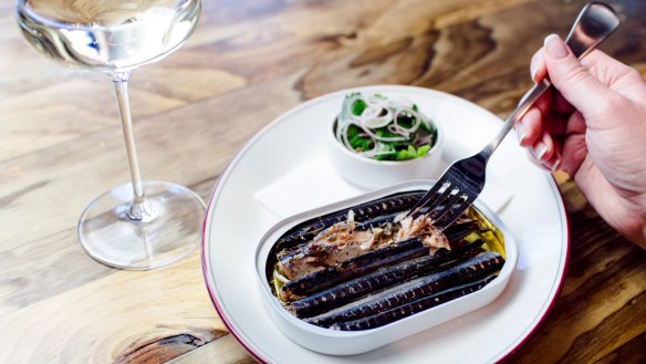 Top-class tinned fish (such as garfish) can be paired with wine in-house or taken home from Comptoir Cellars.