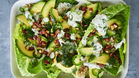 Cracked wheat adds nuttiness to this sturdy, layered salad.