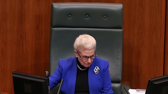 Speaker Bronwyn Bishop during Question Time at Parliament House in Canberra.