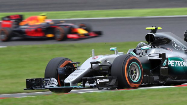 Out in front: Mercedes driver Nico Rosberg of Germany leads Red Bull driver Max Verstappen.