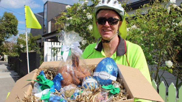 Australia Post's Daniel Flemming will help with Easter egg deliveries.