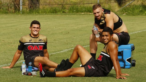 Junior stars: Te Maire Martin, centre, Nathan Cleary, left, and Bryce Cartwright, right.
