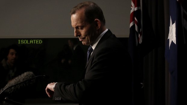 Prime Minister Tony Abbott during his Tuesday night press conference.