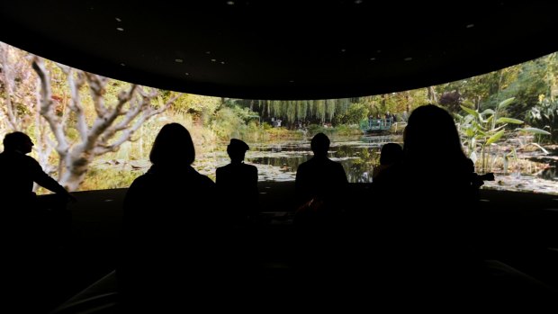 The 180-degree video screen at the National Gallery of Victoria's Monet's Garden exhibition in 2013.