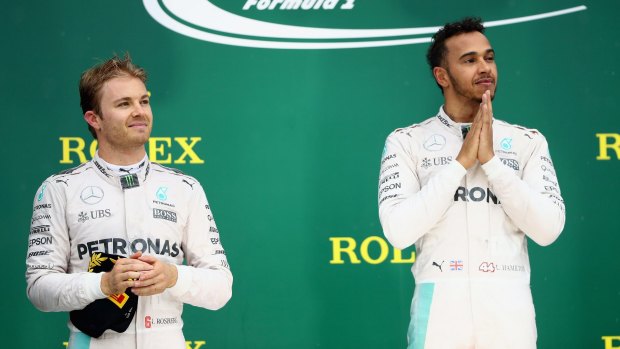 Leading pair: Rosberg and Lewis Hamilton.
