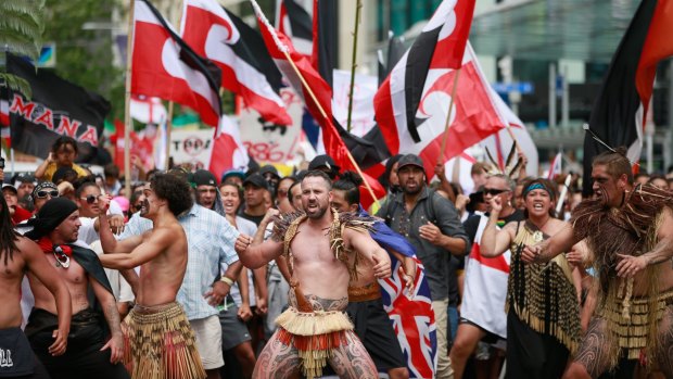 TPP protest in New Zealand earlier this month. 