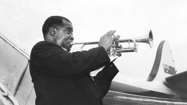 Louis Armstrong the king of the trumpet arrives in Sydney for his Australian tour in October 1954.