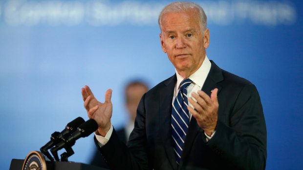 Mr Biden speaks at the Boeing plant.