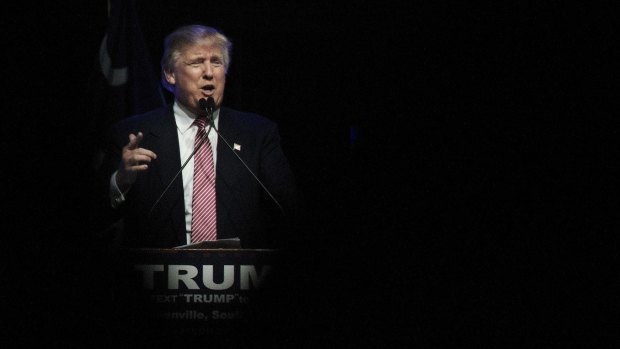 Donald Trump on the stump in South Carolina on Monday. 