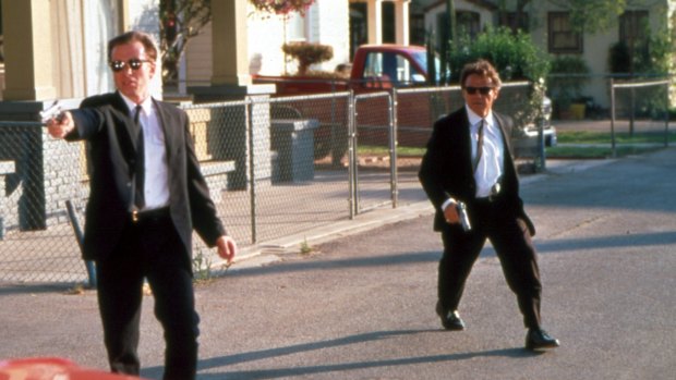 Tim Roth and Harvey Keitel in the Quentin Tarantino film <I>Reservoir Dogs</i>.