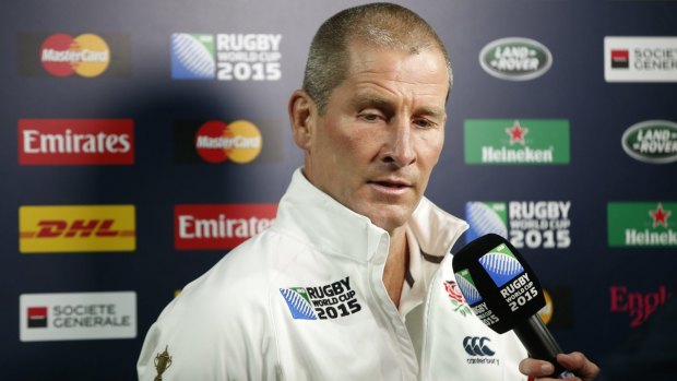 End of the road: England coach Stuart Lancaster is interviewed after his side's loss. 