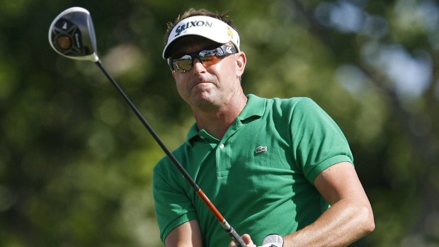 Questions over story: Robert Allenby, seen here at the 18th tee in the first round of the Sony Open in Honolulu.