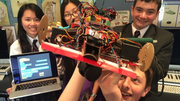 Programmed for success: Keysborough College students have designed and programmed a working model of a car.