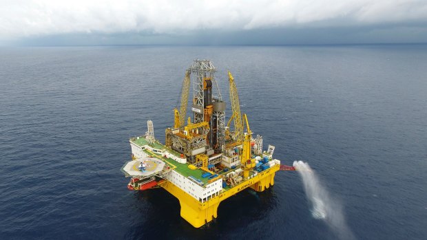 Rich in minerals: A drilling platform extracts natural gas from combustible ice trapped under the seafloor of the South China Sea.