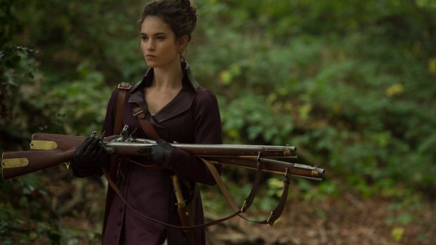 Mash-up: Lily James as Elizabeth in Pride And Prejudice And Zombies.