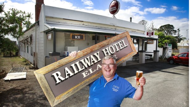 Retired air traffic controller Scott Whitaker is author of a new book on the history of every pub in Victoria named Railway Hotel. He is photographed out the front of the Railway Hotel in Elaine, south of Ballarat.