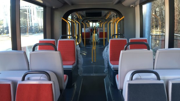 The interior is about 10 per cent wider than the trams on the inner west light rail line.