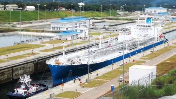 It takes a ship about three hours to pass through the three lock chambers of the Panama Canal.