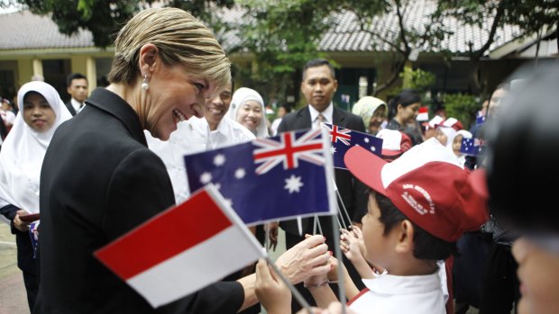 Australian Foreign Minister Julie Bishop a primary school in Jakarta on Monday.