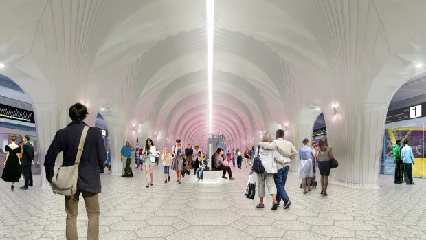 A concept image of the interior of Arden station. North Melbourne fans want to see it named after one of their players.