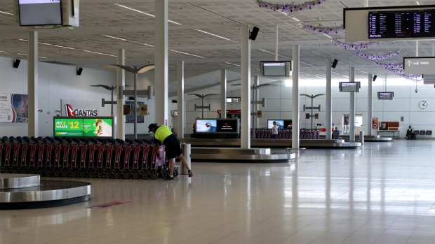 Adelaide Airport , deserted as the lockdown came into effect last week.