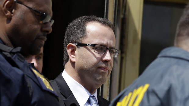 Former Subway spokesman Jared Fogle leaves the Federal Courthouse in Indianapolis on Wednesday, following a hearing on child-pornography and child-sex charges. 
